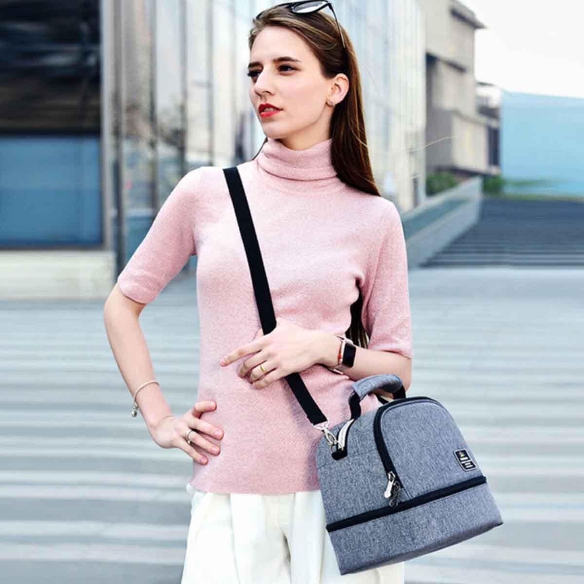 حقيبة غداء معزولة من صنڤينو مع مجموعة أكياس ثلج على شكل بطريق