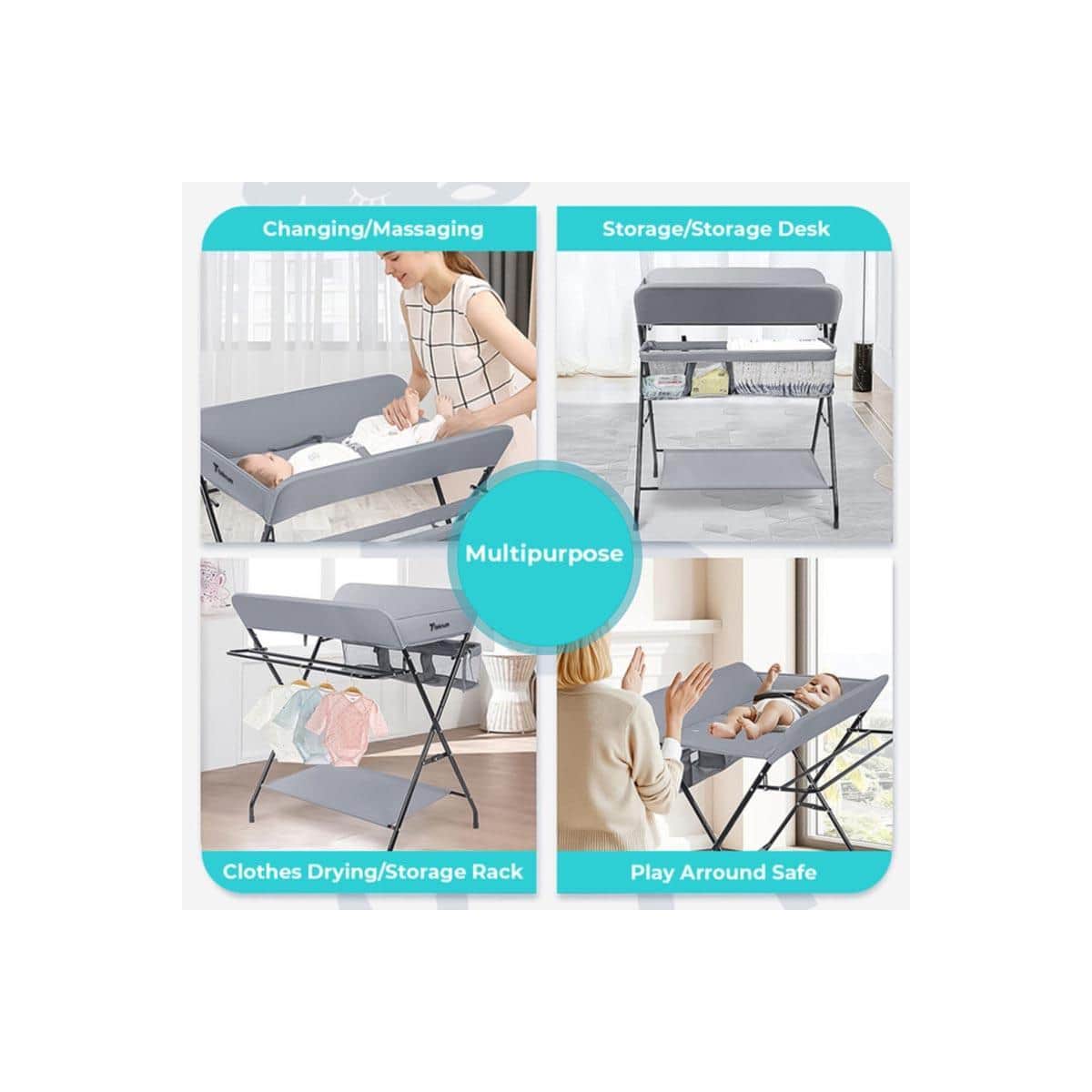 Teknum 4-in-1 Diaper Changing Table Organizer Toddler, 0-2 Years