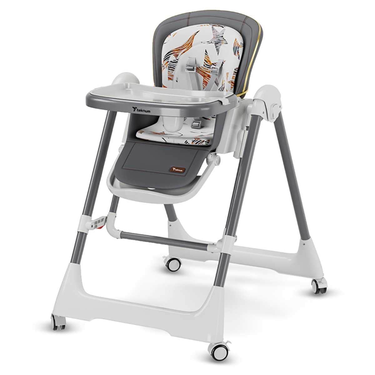 Teknum 5-in-1 Grey High Swing Baby Chair with Lockable Wheels Toddler, 0-2 Years