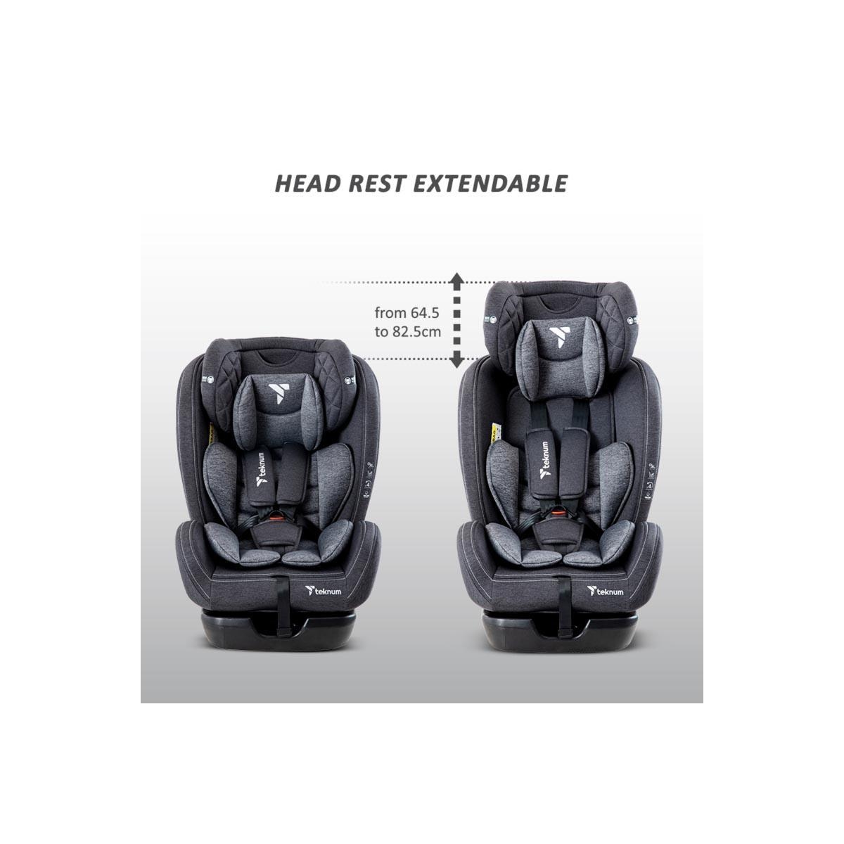 مقعد سيارة تيكنوم إيفولف 2 باللون الرمادي الداكن مع حقيبة يدوية لحفاضات الأطفال الصغار، من عمر 0 إلى سنتين