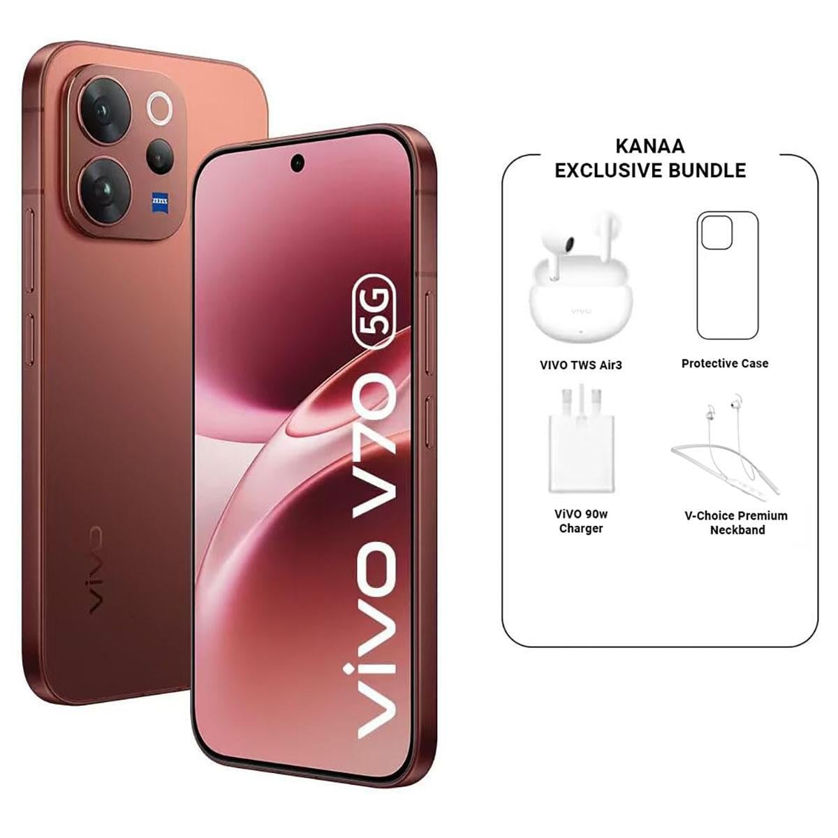 فيفو V70 5G مع باقة سماعات TWS + نيكباند + شاحن + حافظة حماية
