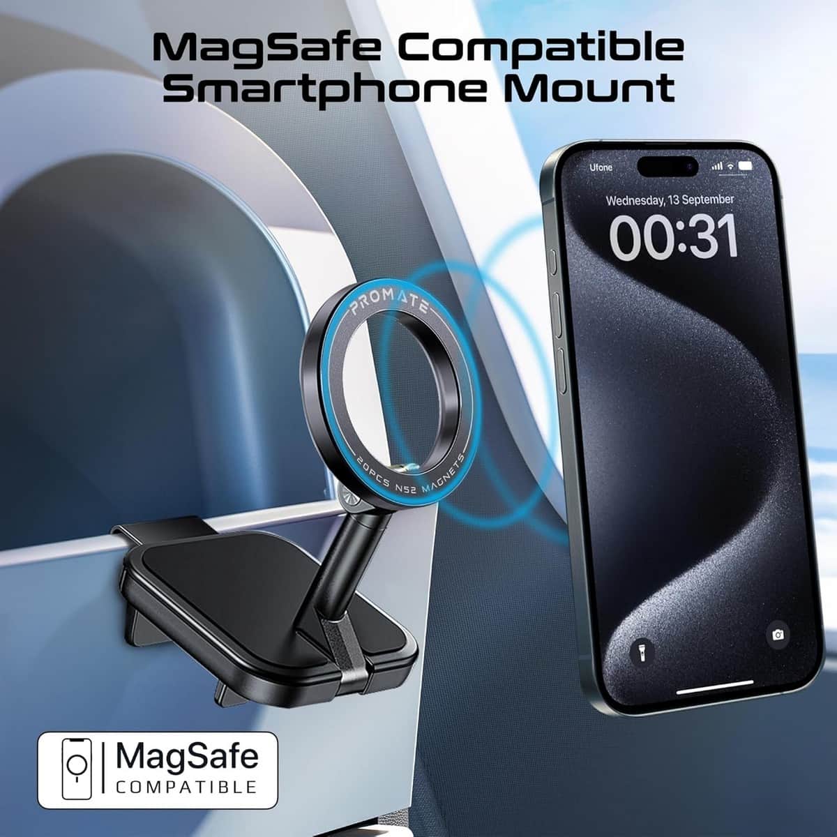 Promate 360掳 Rotating MagSafe Compatible Phone Holder