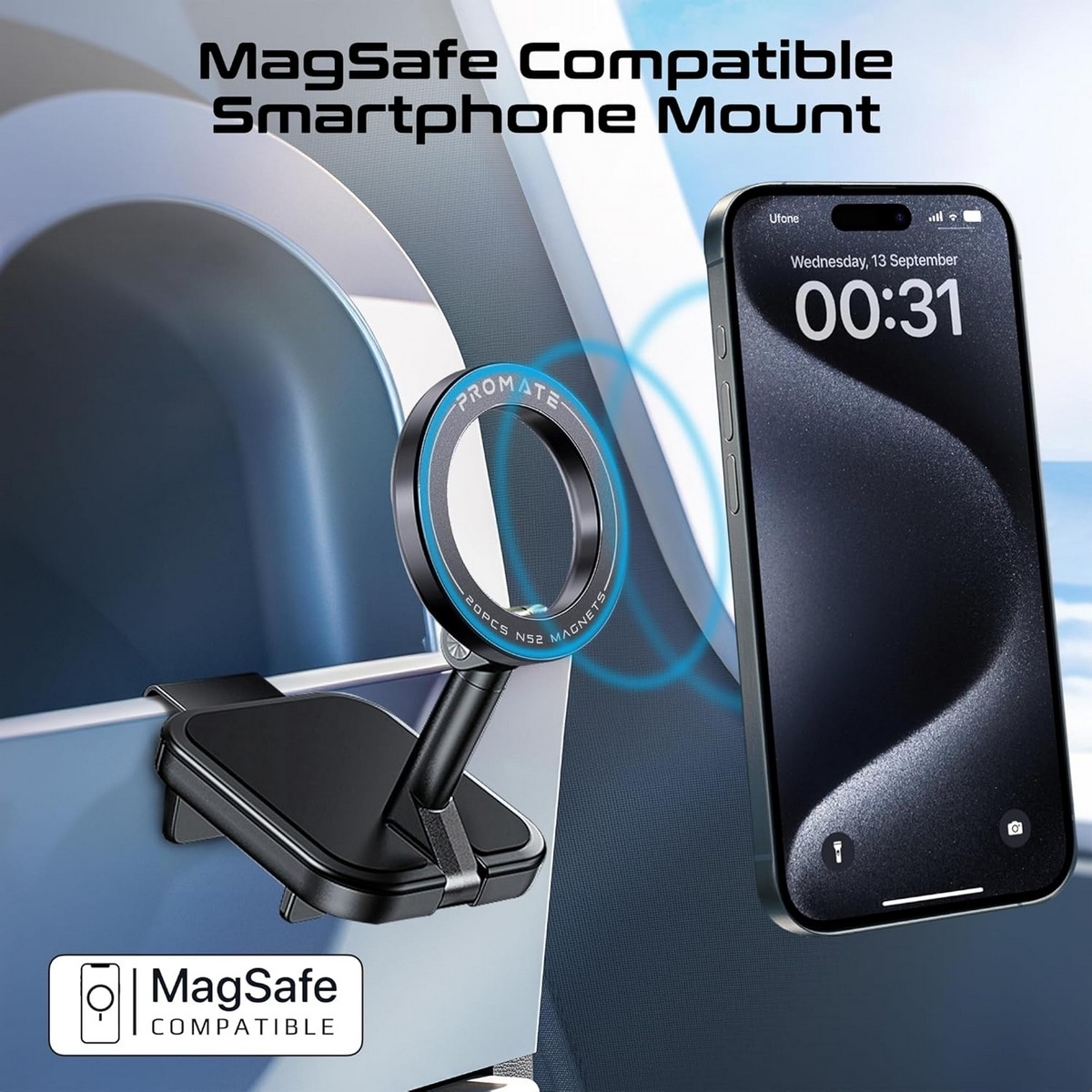 Promate 360掳 Rotating MagSafe Compatible Phone Holder