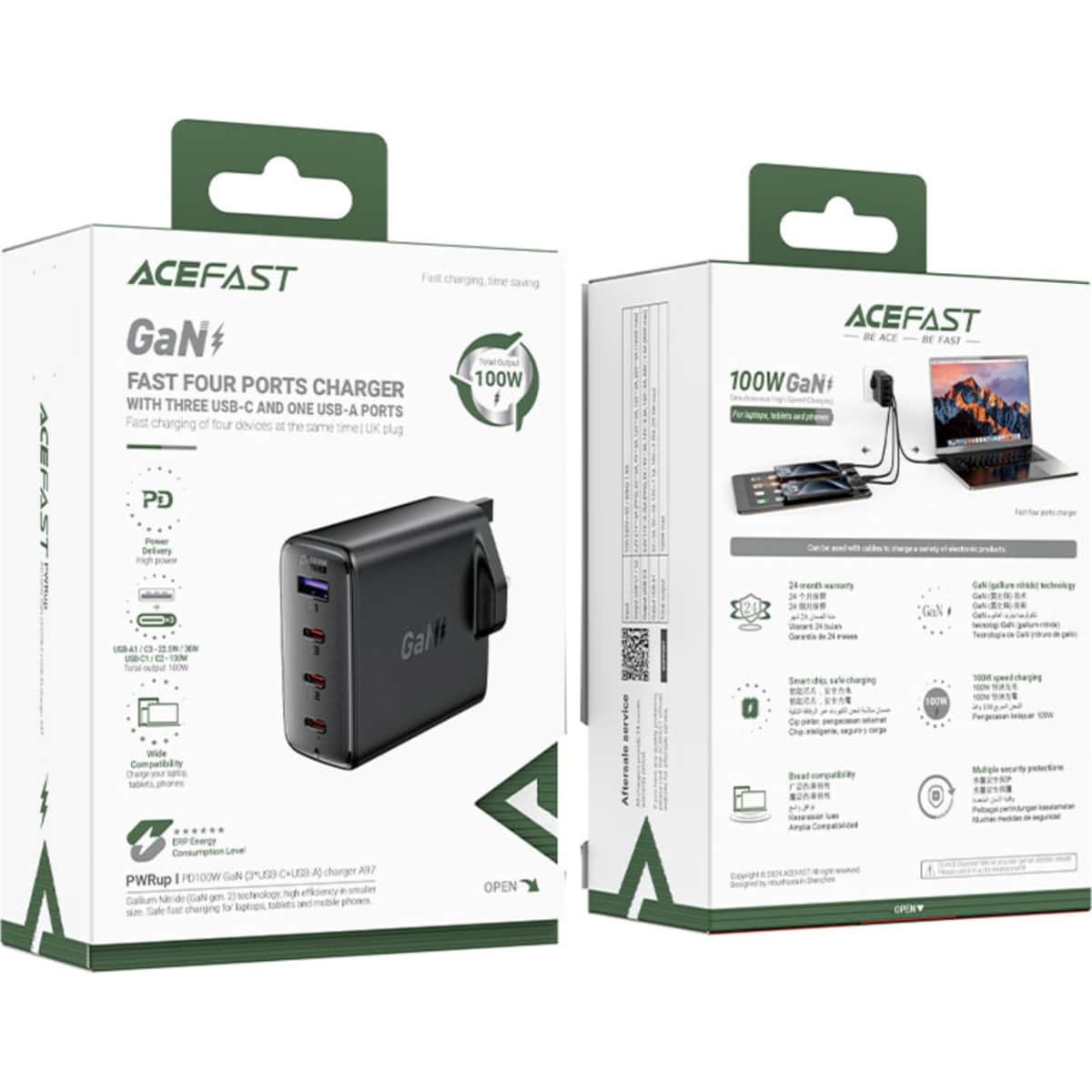 Acefast A97 100W 4-Port 3C1A GaN Wall Charger (UK)
