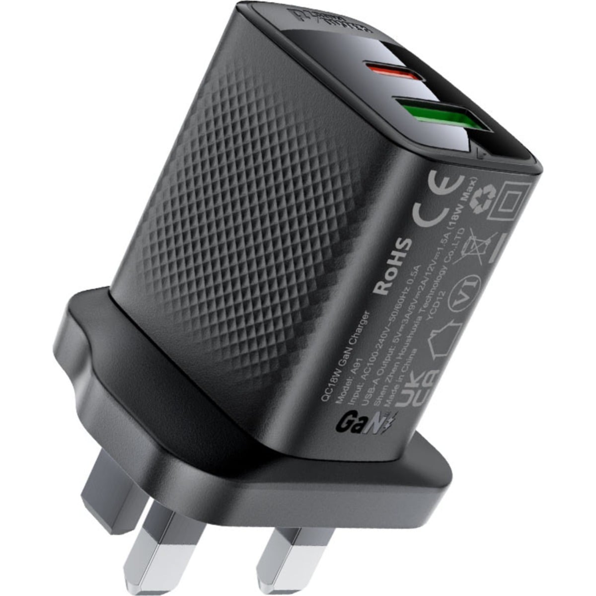 ايسفاست A99 شاحن حائط ثنائي المنافذ USB-C وUSB-A بتقنية نيتريد الغاليوم بقدرة 30W (المملكة المتحدة)