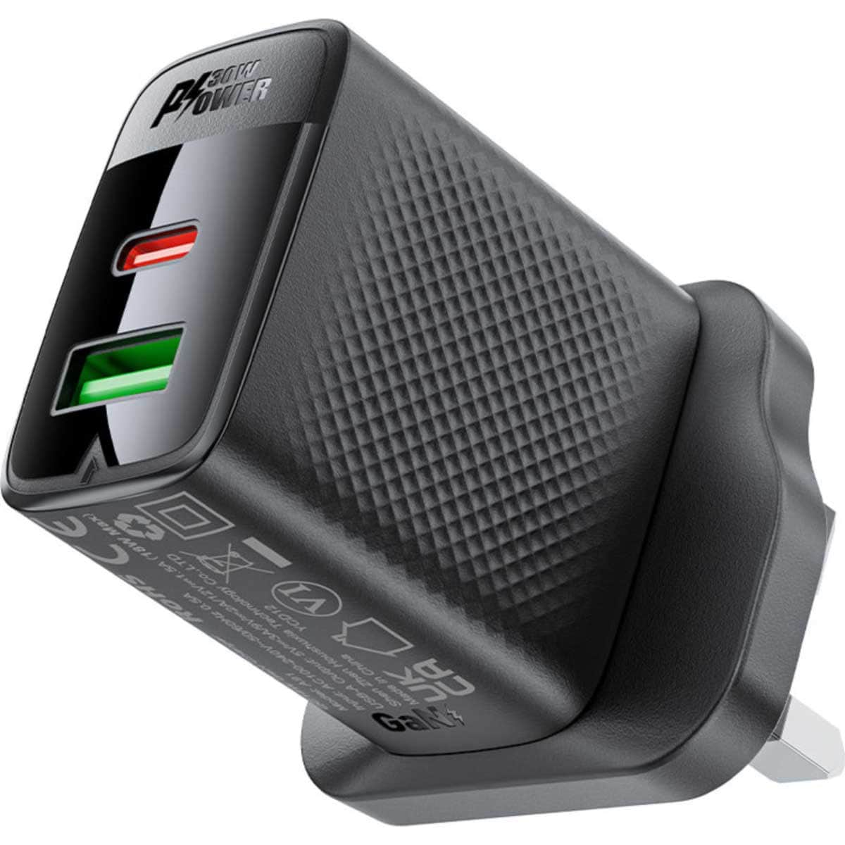 Acefast A99 30W Dual Port USB-C/USB-A GaN Wall Charger (UK)