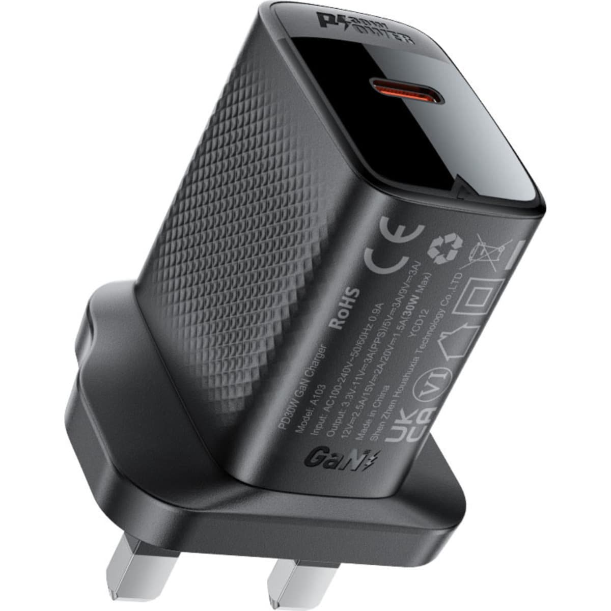 Acefast Black A103 30W USB-C GaN Wall Charger (UK)