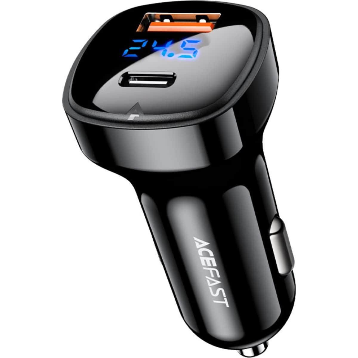 Acefast Black B4 66W Dual Port Display Car Charger