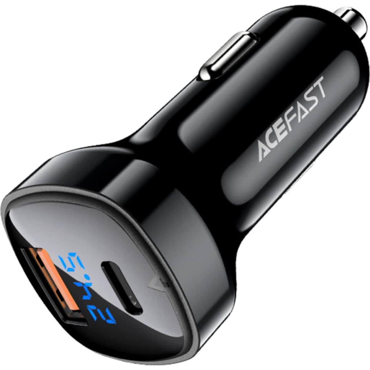 Acefast Black B4 66W Dual Port Display Car Charger