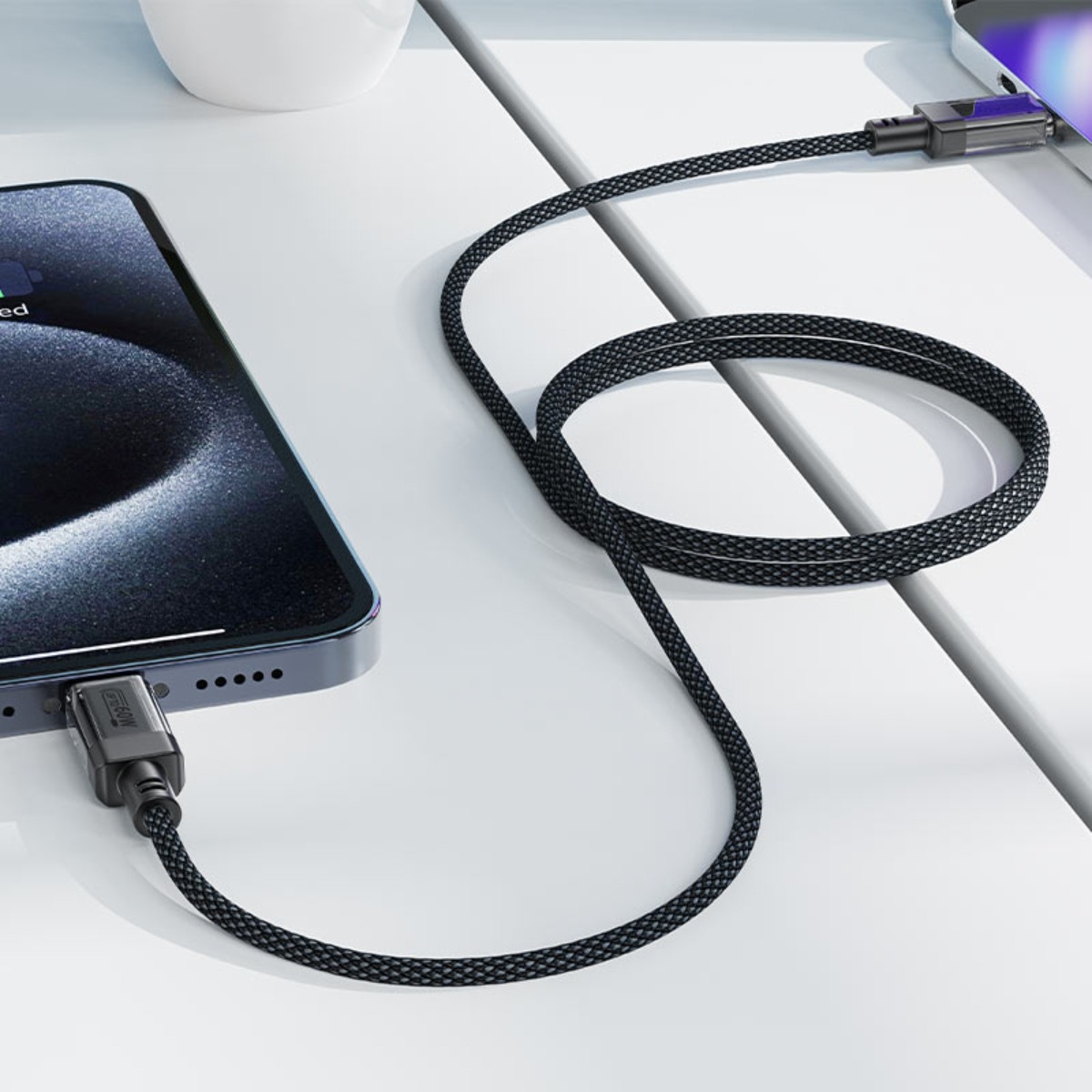 ايسفاست C12-03 كابل شفاف USB-C إلى USB-C - أسود