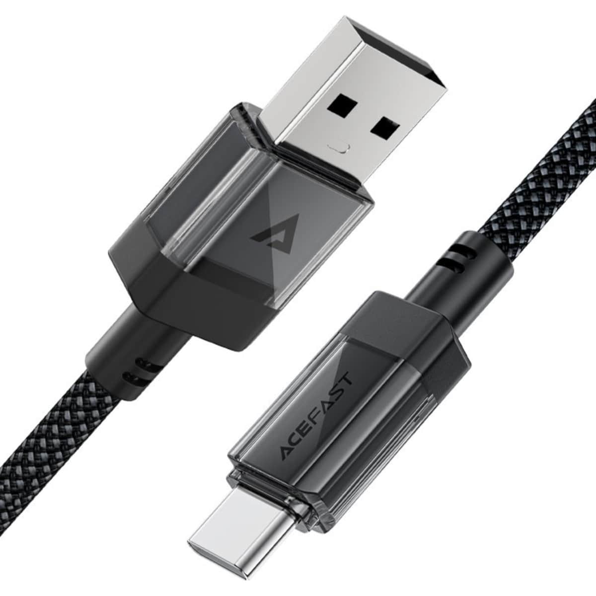 Acefast Black C12-04 Transparent USB-A to USB-C Cable
