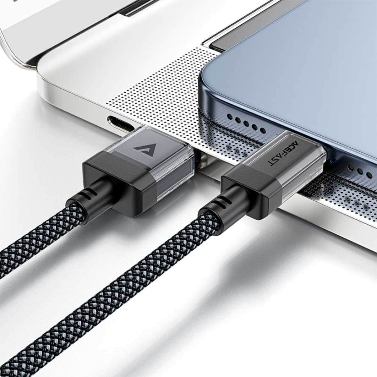 Acefast Black C12-04 Transparent USB-A to USB-C Cable