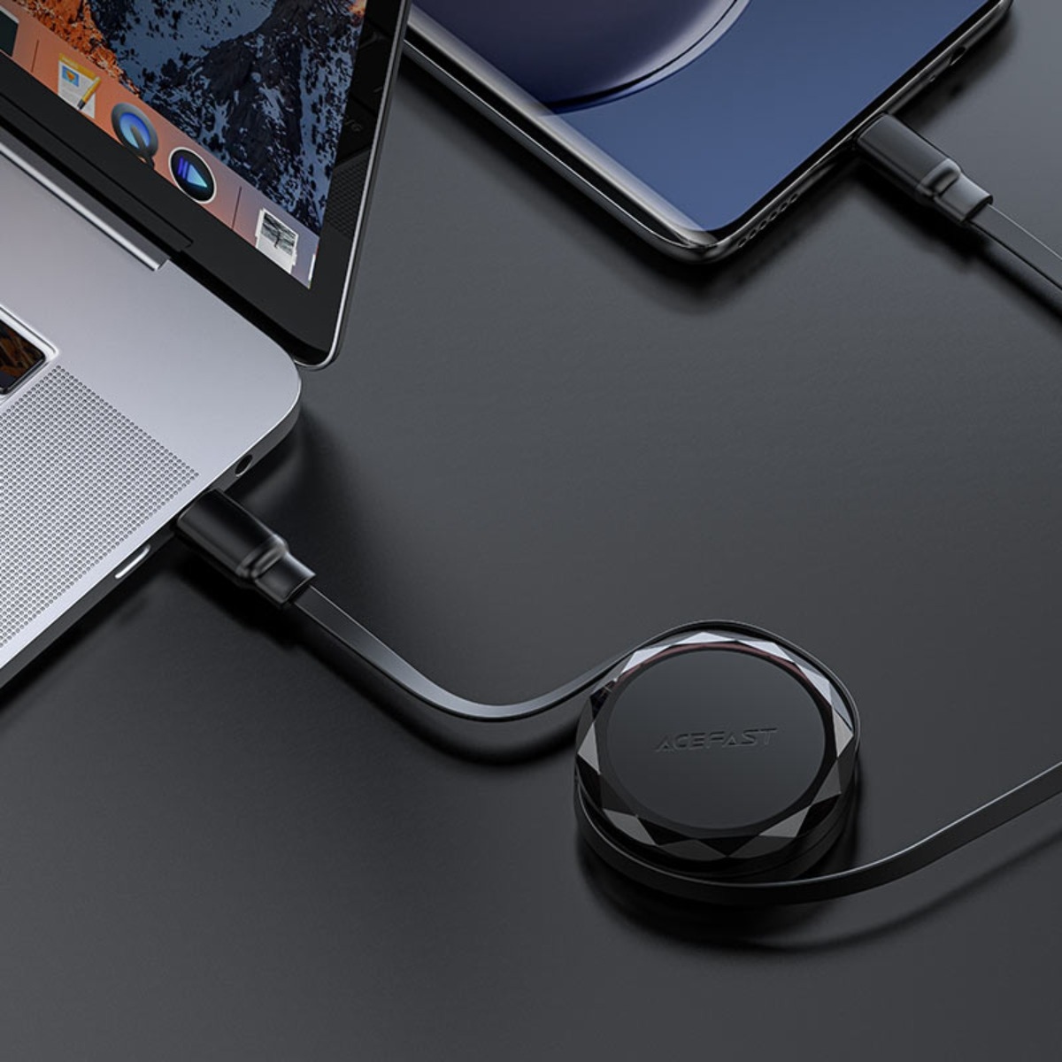 ايسفاست C13-03 كابل مزدوج قابل للسحب USB-C إلى USB-C - أسود