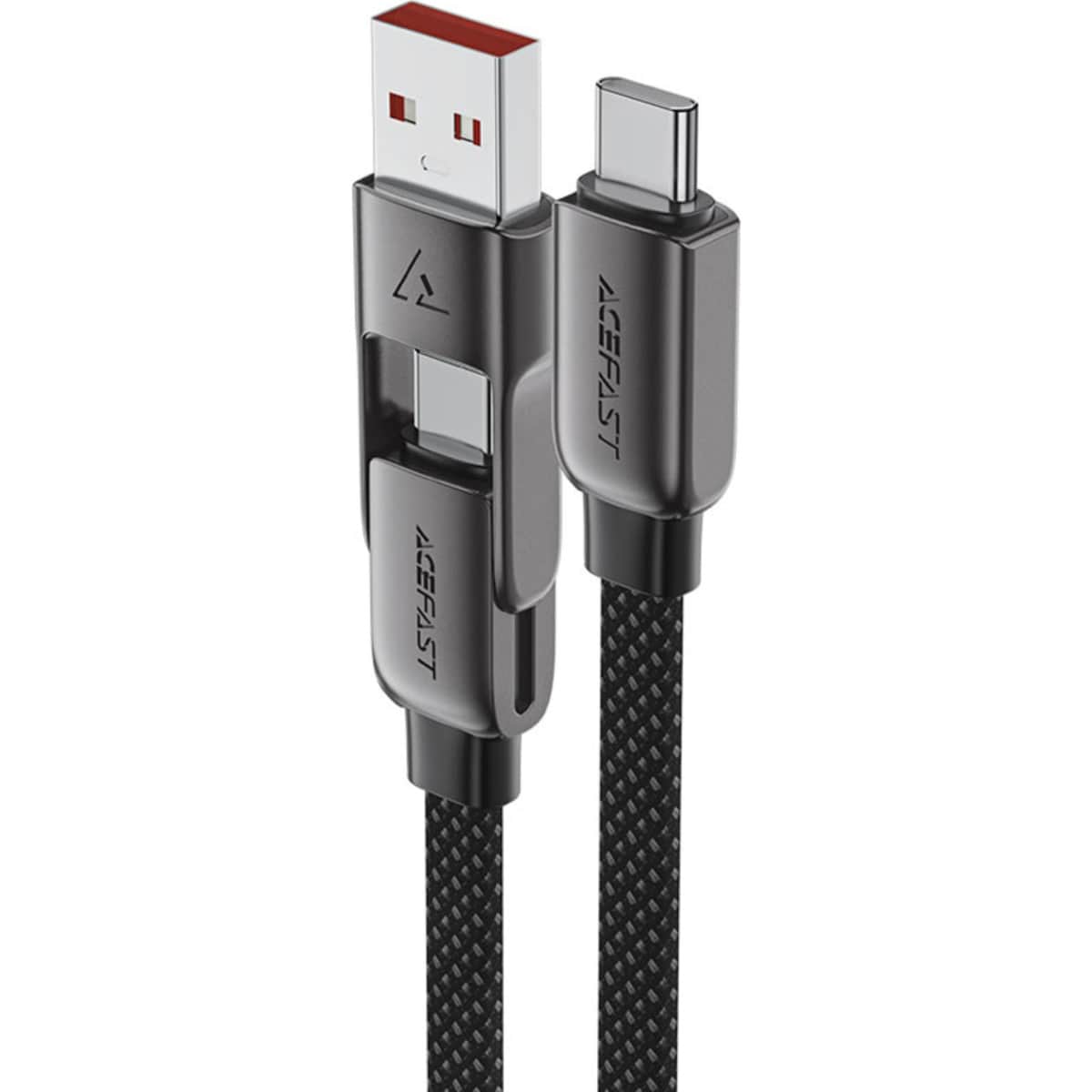 Acefast Black C13-04 Zinc Alloy USB-A & USB-C to USB-C Cable