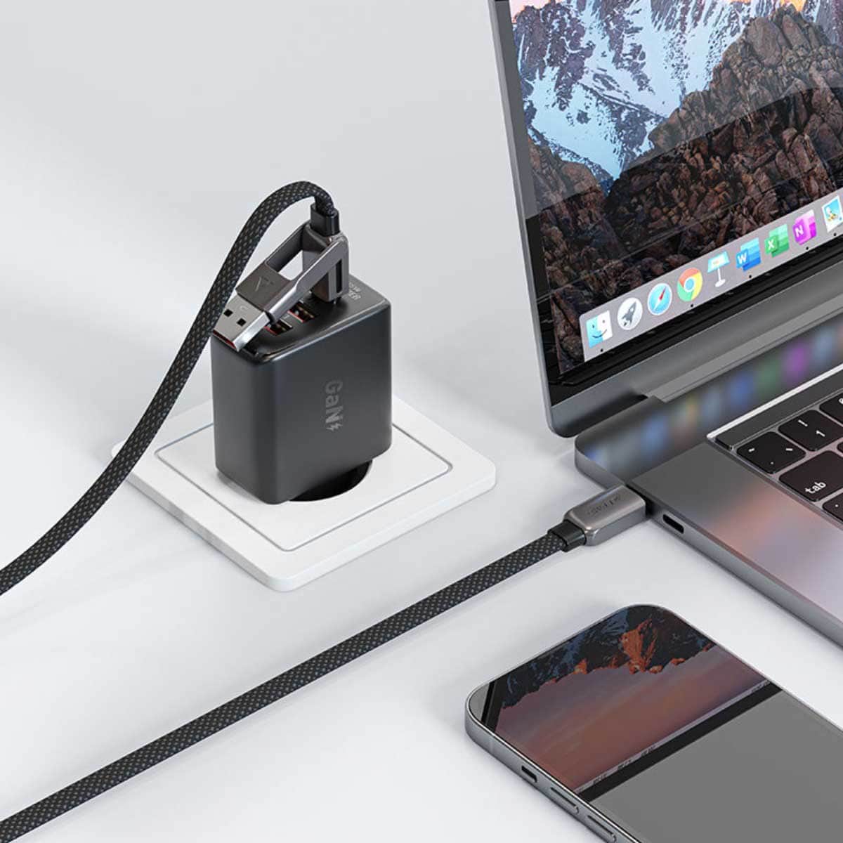 Acefast Black C13-04 Zinc Alloy USB-A & USB-C to USB-C Cable