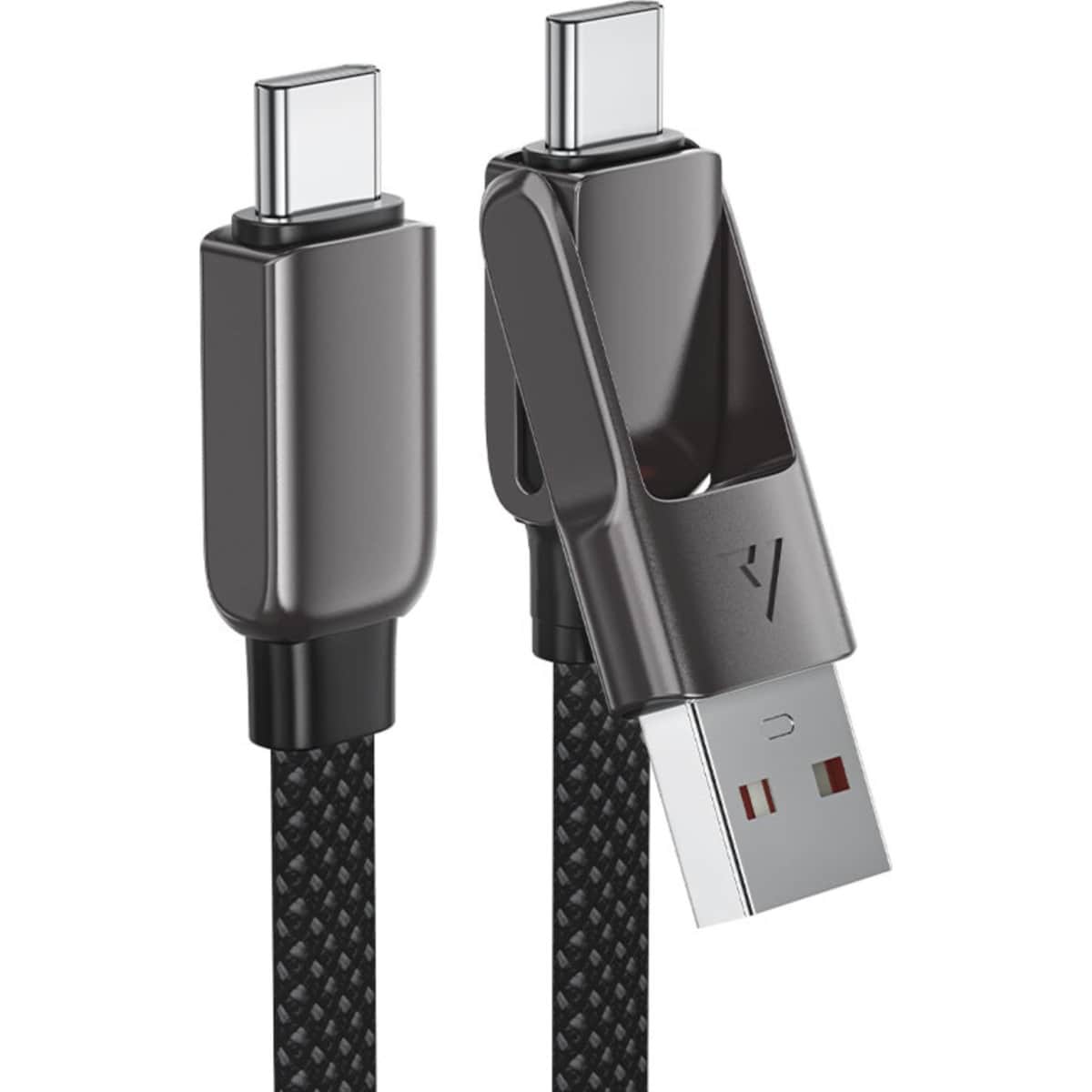 Acefast Black C13-04 Zinc Alloy USB-A & USB-C to USB-C Cable