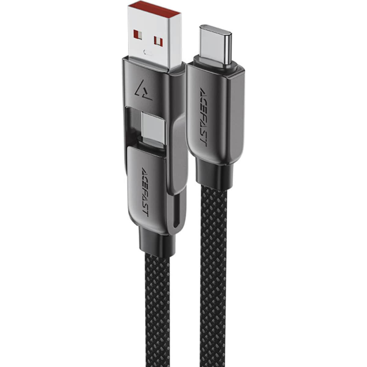 Acefast Black C13-05 Short Zinc Alloy USB-A & USB-C to USB-C Cable
