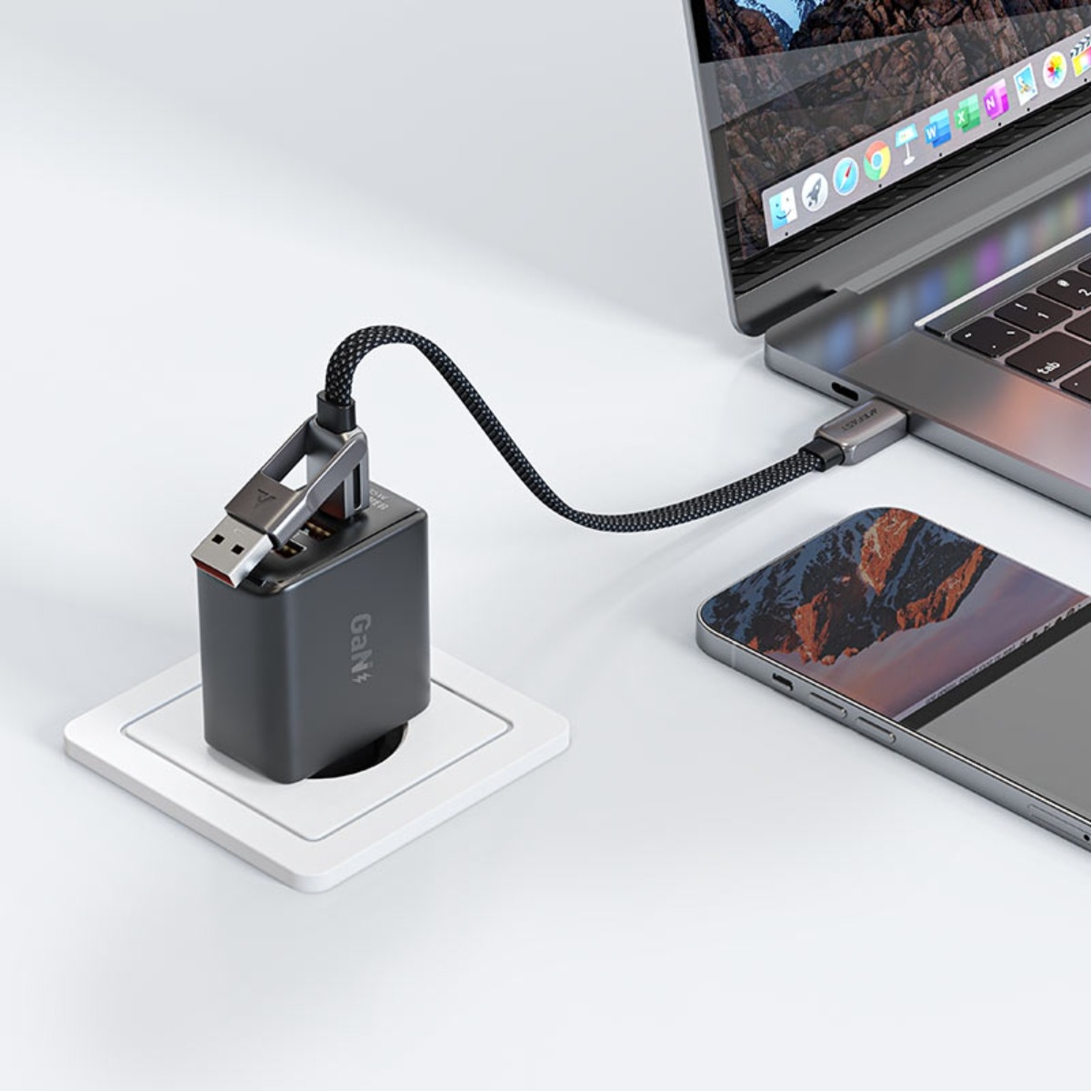 ايسفاست C13-05 كابل قصير من سبيكة الزنك USB-A وUSB-C إلى USB-C - أسود