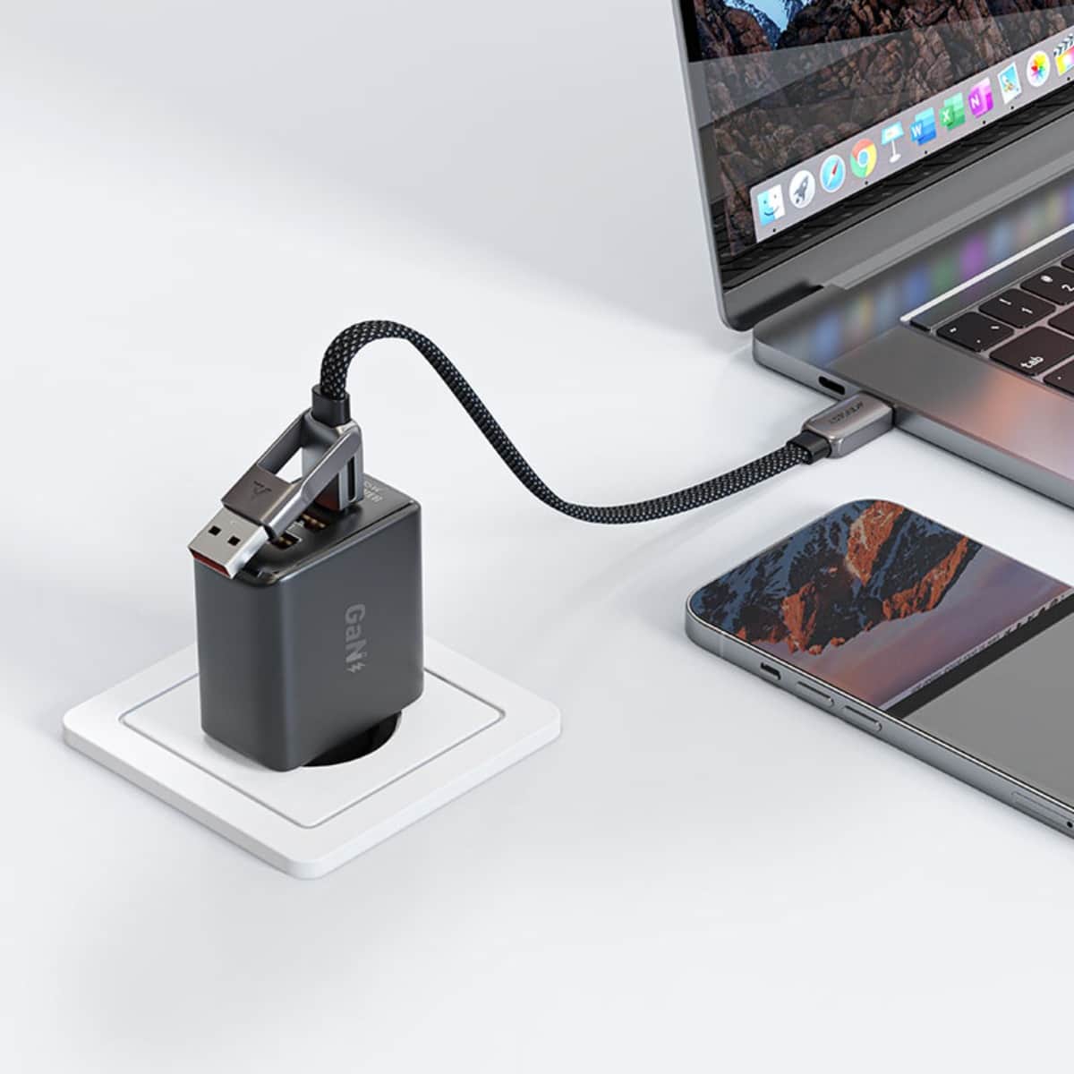 Acefast Black C13-05 Short Zinc Alloy USB-A & USB-C to USB-C Cable