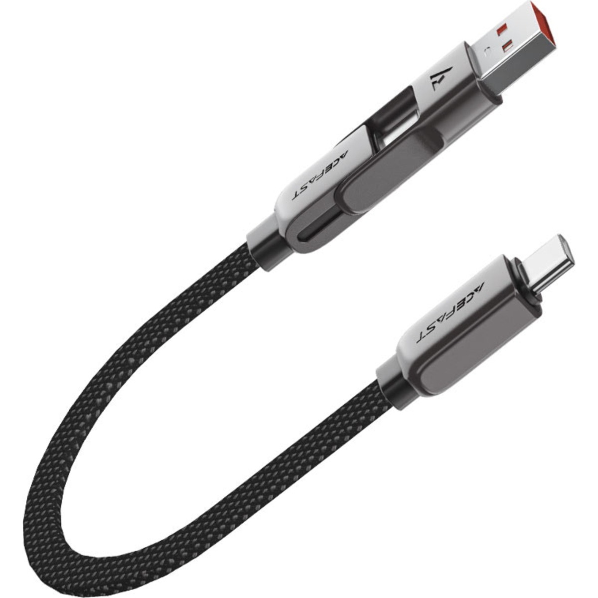 ايسفاست C13-05 كابل قصير من سبيكة الزنك USB-A وUSB-C إلى USB-C - أسود