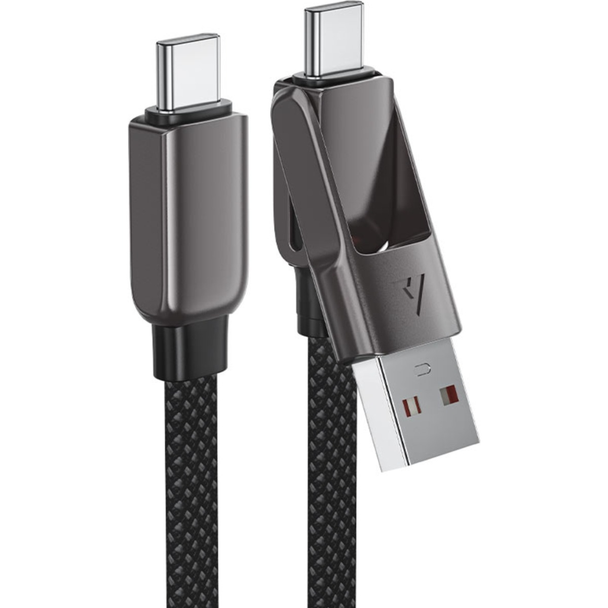 ايسفاست C13-05 كابل قصير من سبيكة الزنك USB-A وUSB-C إلى USB-C - أسود