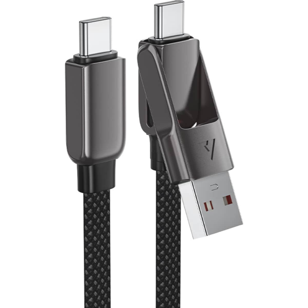 Acefast Black C13-05 Short Zinc Alloy USB-A & USB-C to USB-C Cable