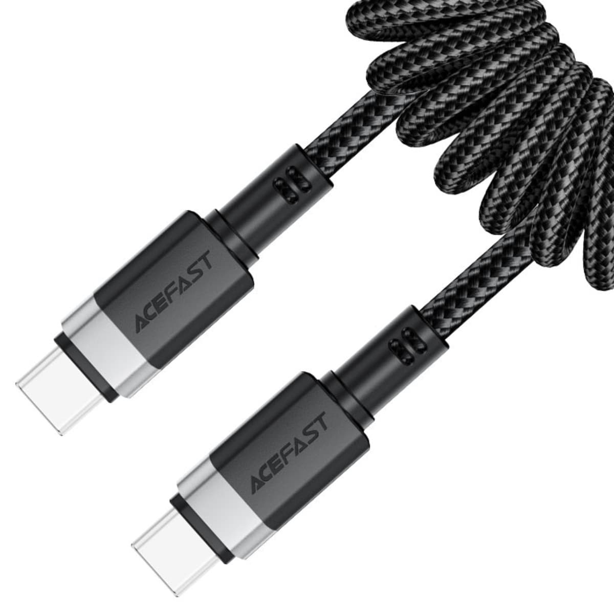 ايسفاست C14-03 كابل زنبركي ملتف USB-C إلى USB-C - أسود
