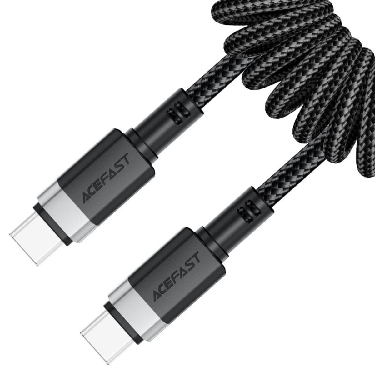 ايسفاست C14-03 كابل زنبركي ملتف USB-C إلى USB-C - أسود
