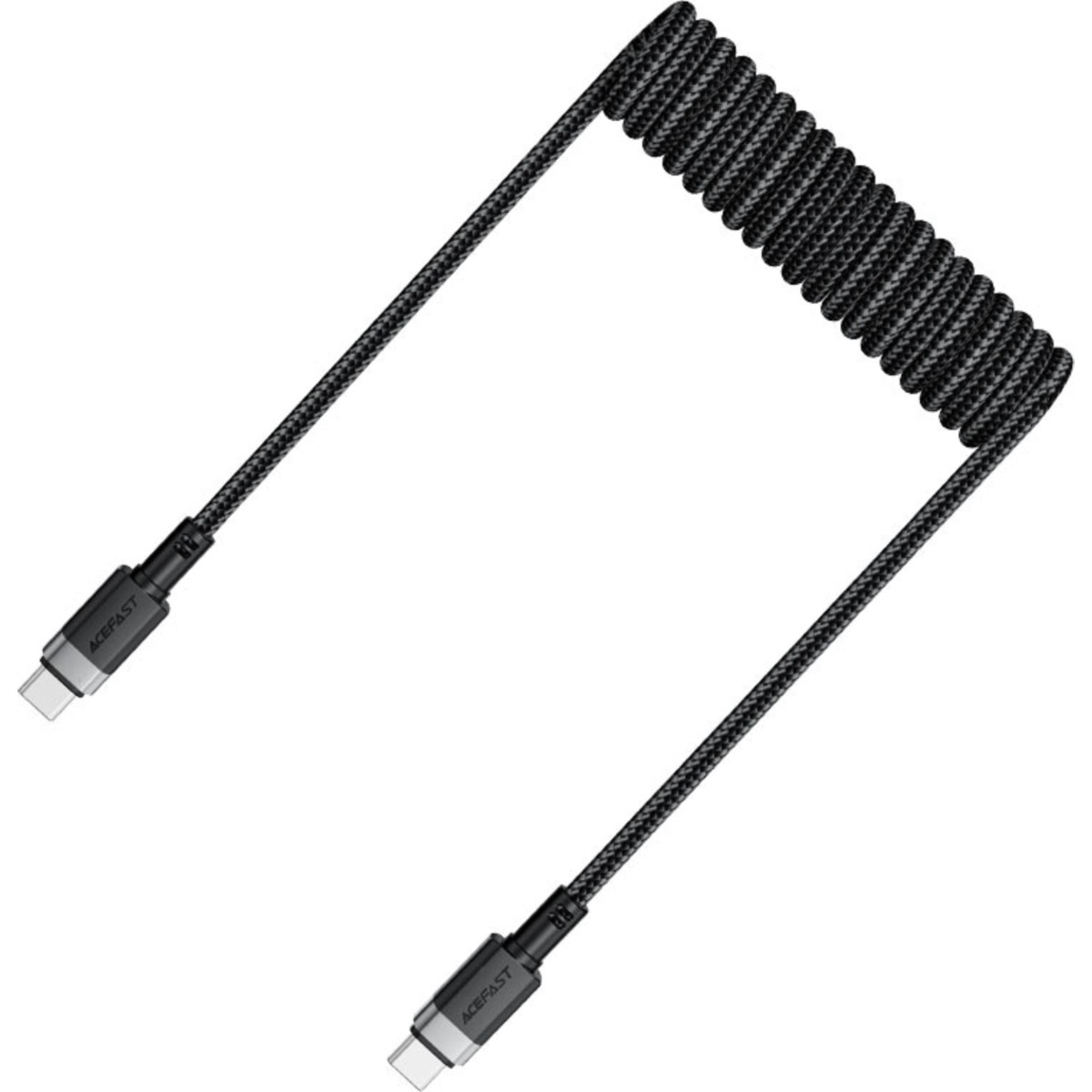 ايسفاست C14-03 كابل زنبركي ملتف USB-C إلى USB-C - أسود