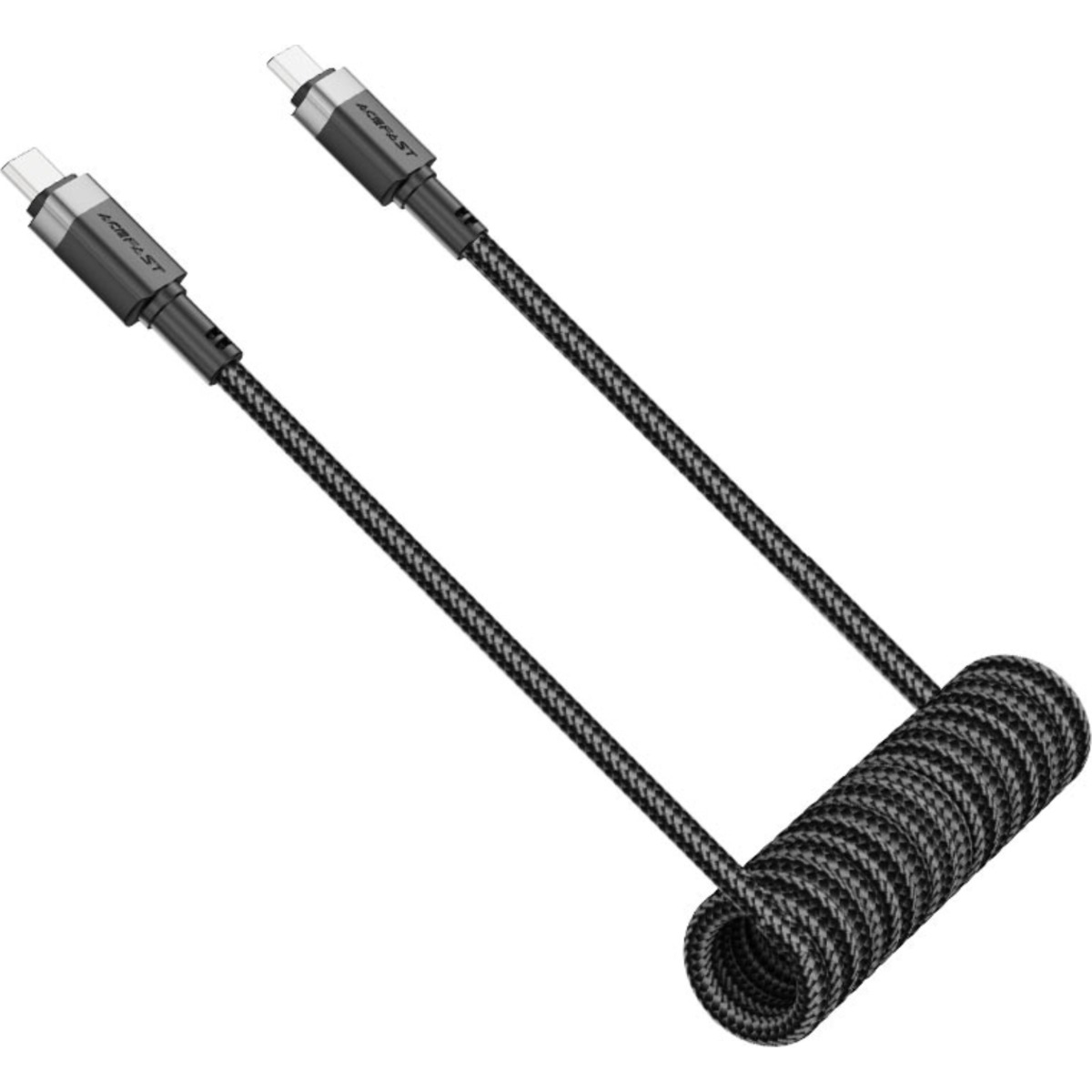 ايسفاست C14-03 كابل زنبركي ملتف USB-C إلى USB-C - أسود