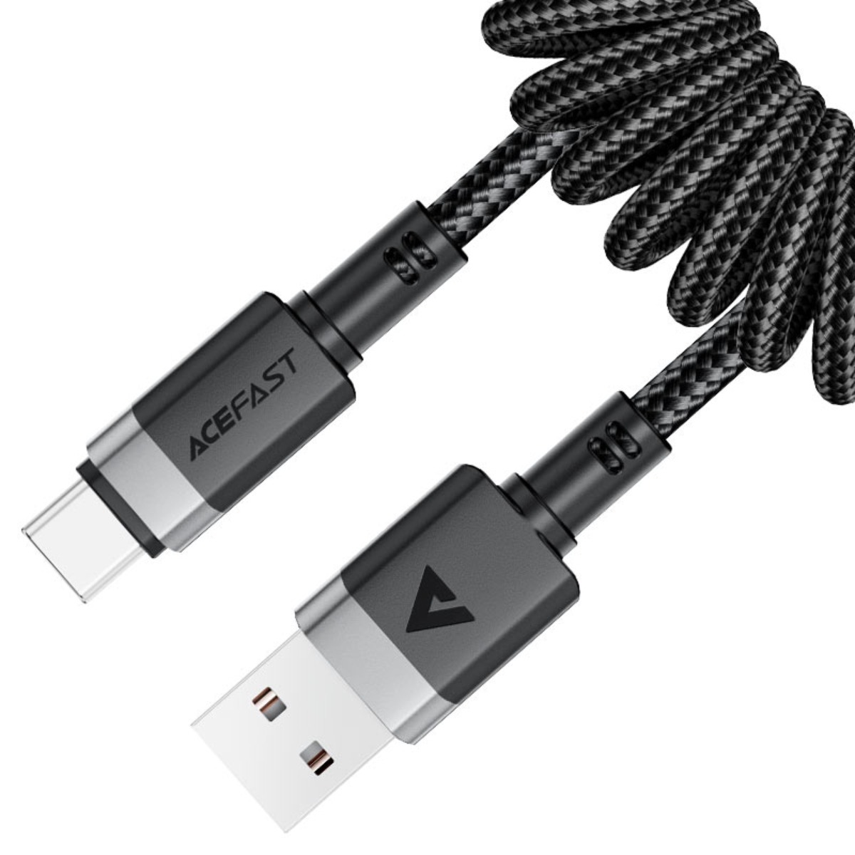 ايسفاست C14-04 كابل زنبركي ملتف USB-A إلى USB-C - أسود
