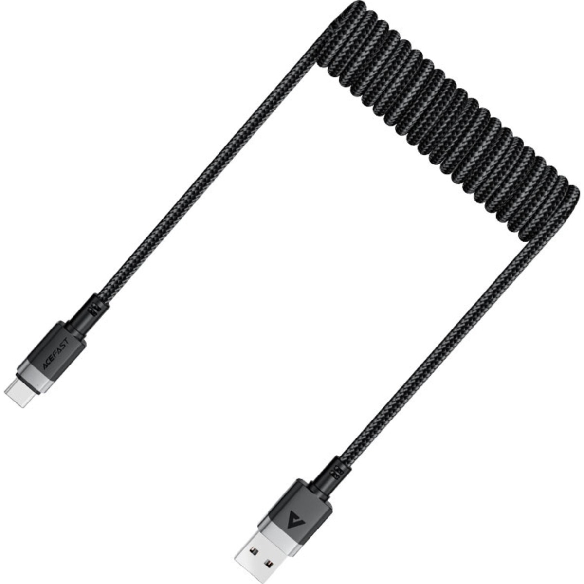 ايسفاست C14-04 كابل زنبركي ملتف USB-A إلى USB-C - أسود