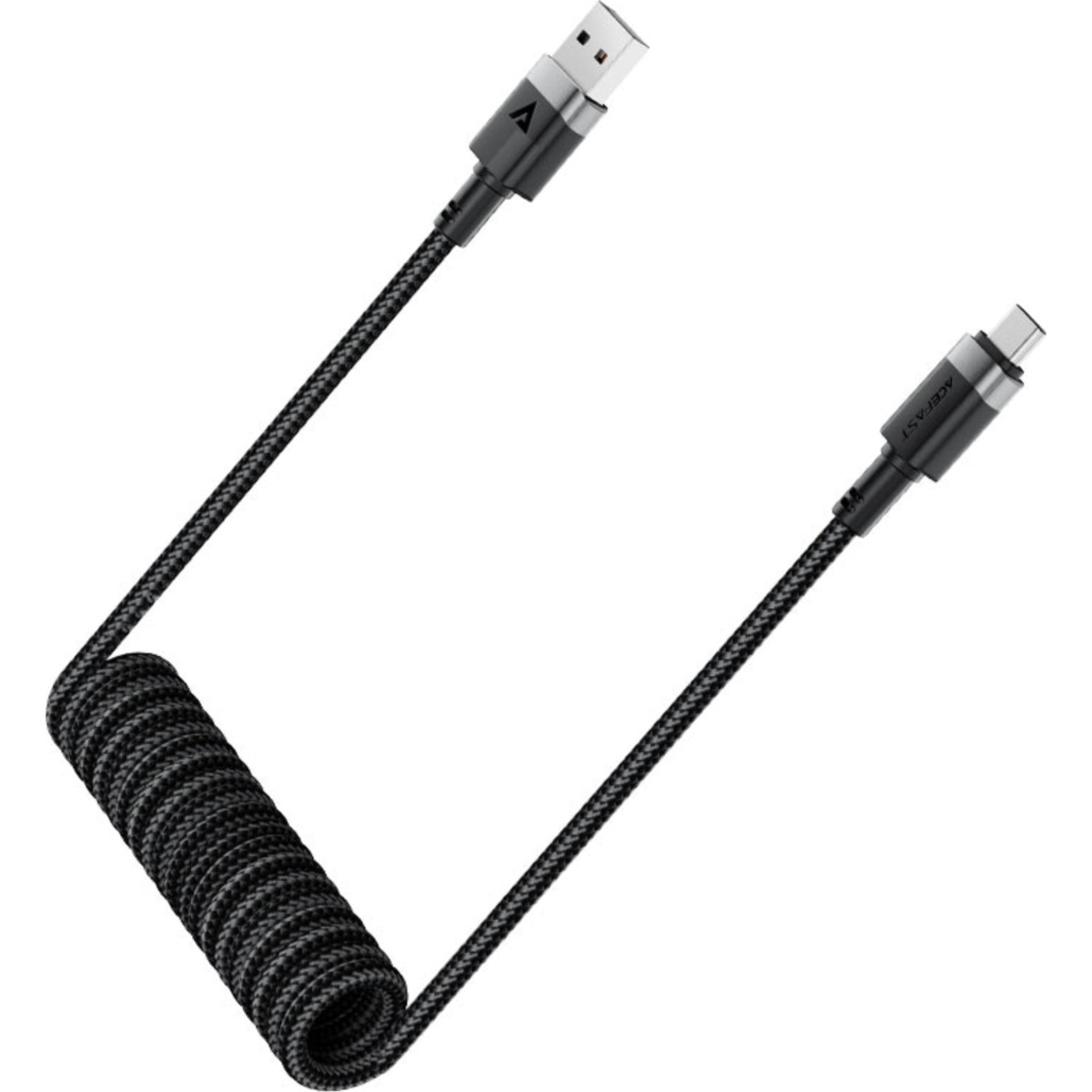 ايسفاست C14-04 كابل زنبركي ملتف USB-A إلى USB-C - أسود