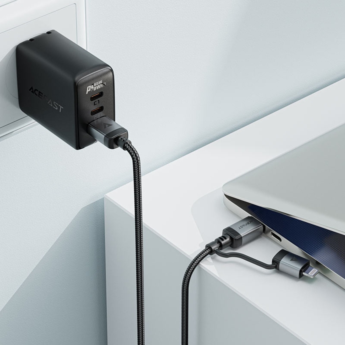 ايسفاست C20-01 كابل USB-C إلى USB-C ولايتنينج - أسود