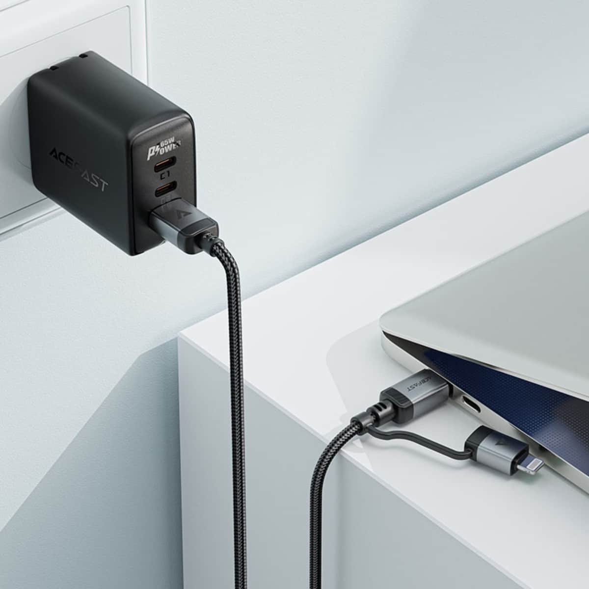 Acefast Black C20-01 USB-C to USB-C & Lightning Cable