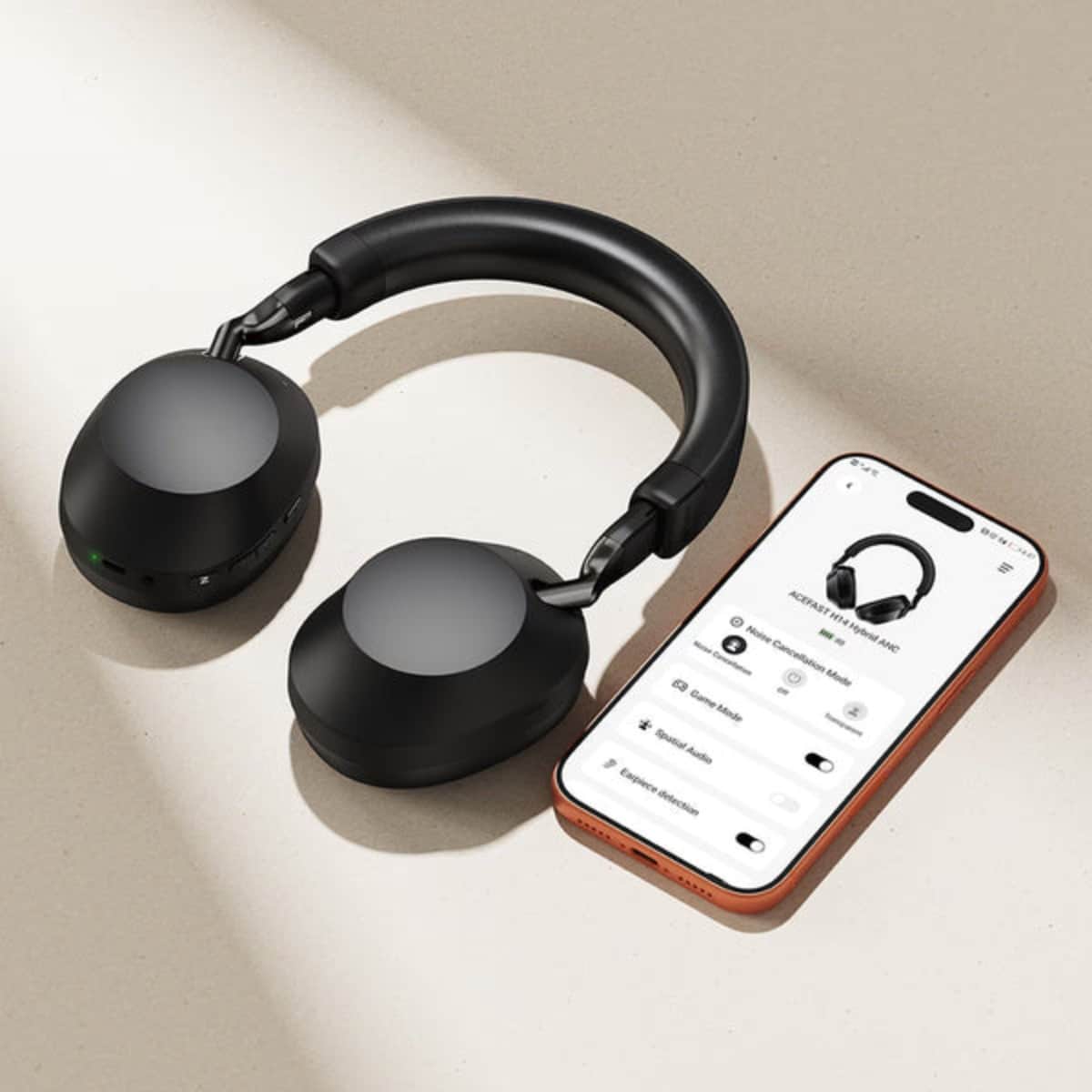 Acefast Black H14 Hybrid ANC Wireless Over Ear Headphones