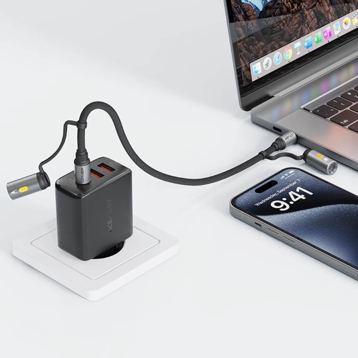 Acefast Black J4 Multi-Function USB-C Cable