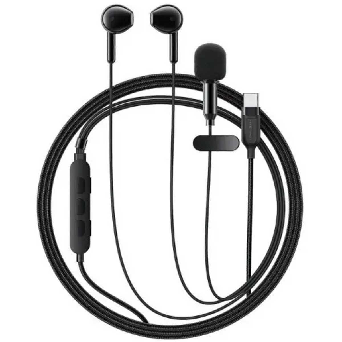 ايسفاست سماعات أذن سلكية كاريوكي شبه داخل الأذن L12 باللون الأسود مع منفذ USB-C