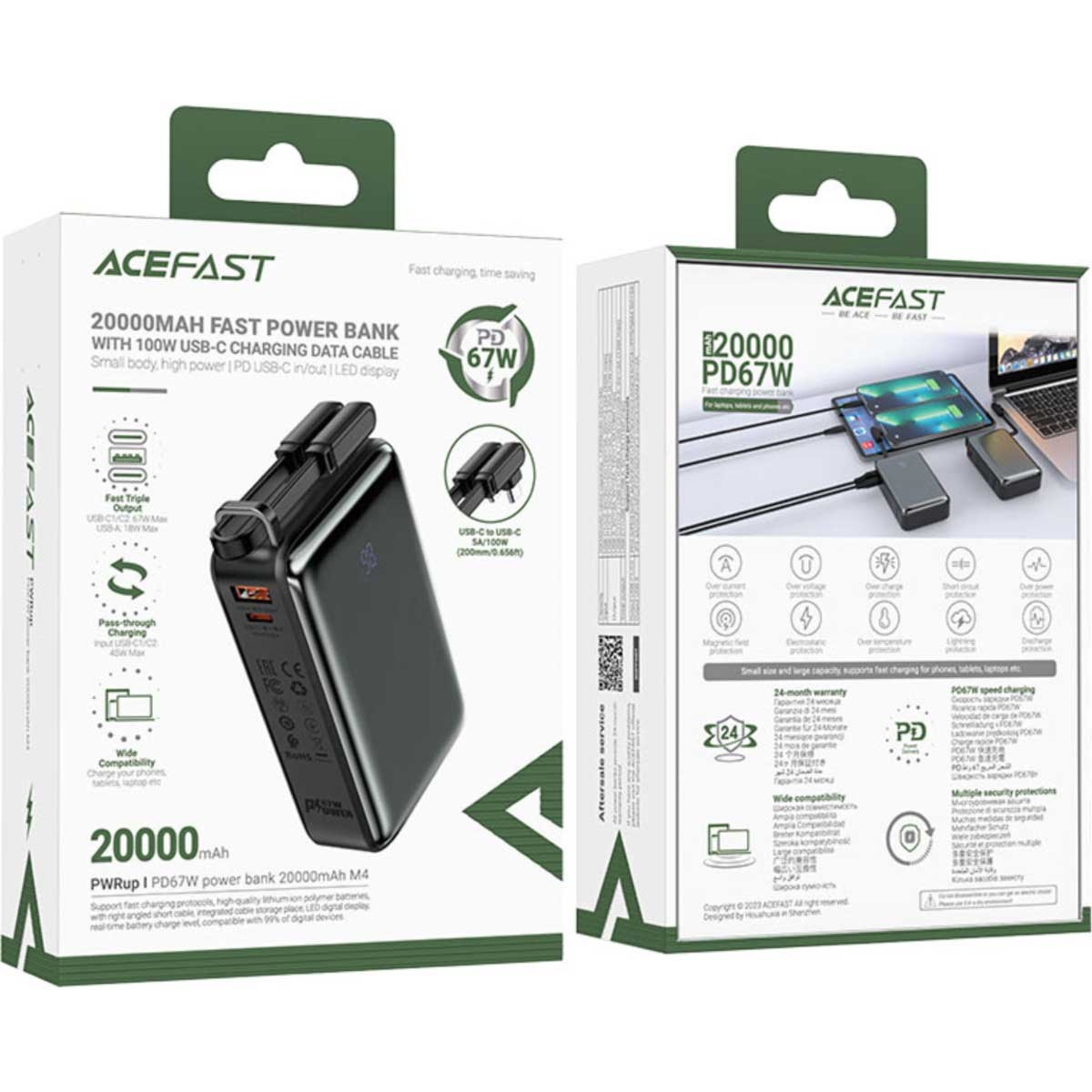 ايسفاست M4 باور بانك بسعة 20000mAh وقدرة 67W - أسود