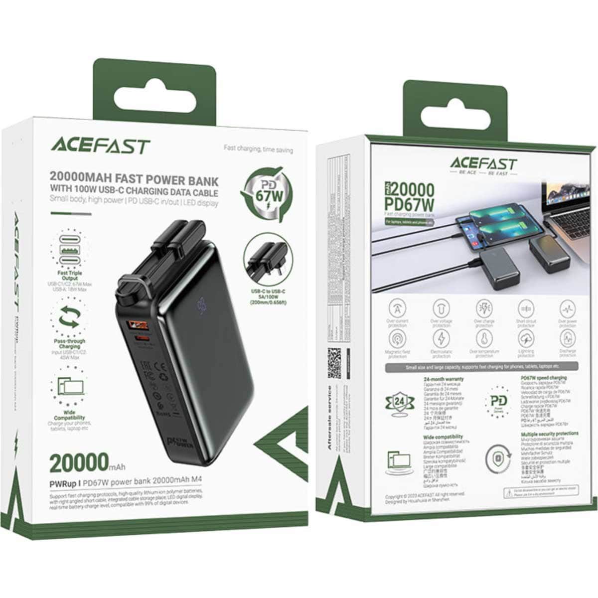 Acefast Black M4 20000mAh 67W Power Bank