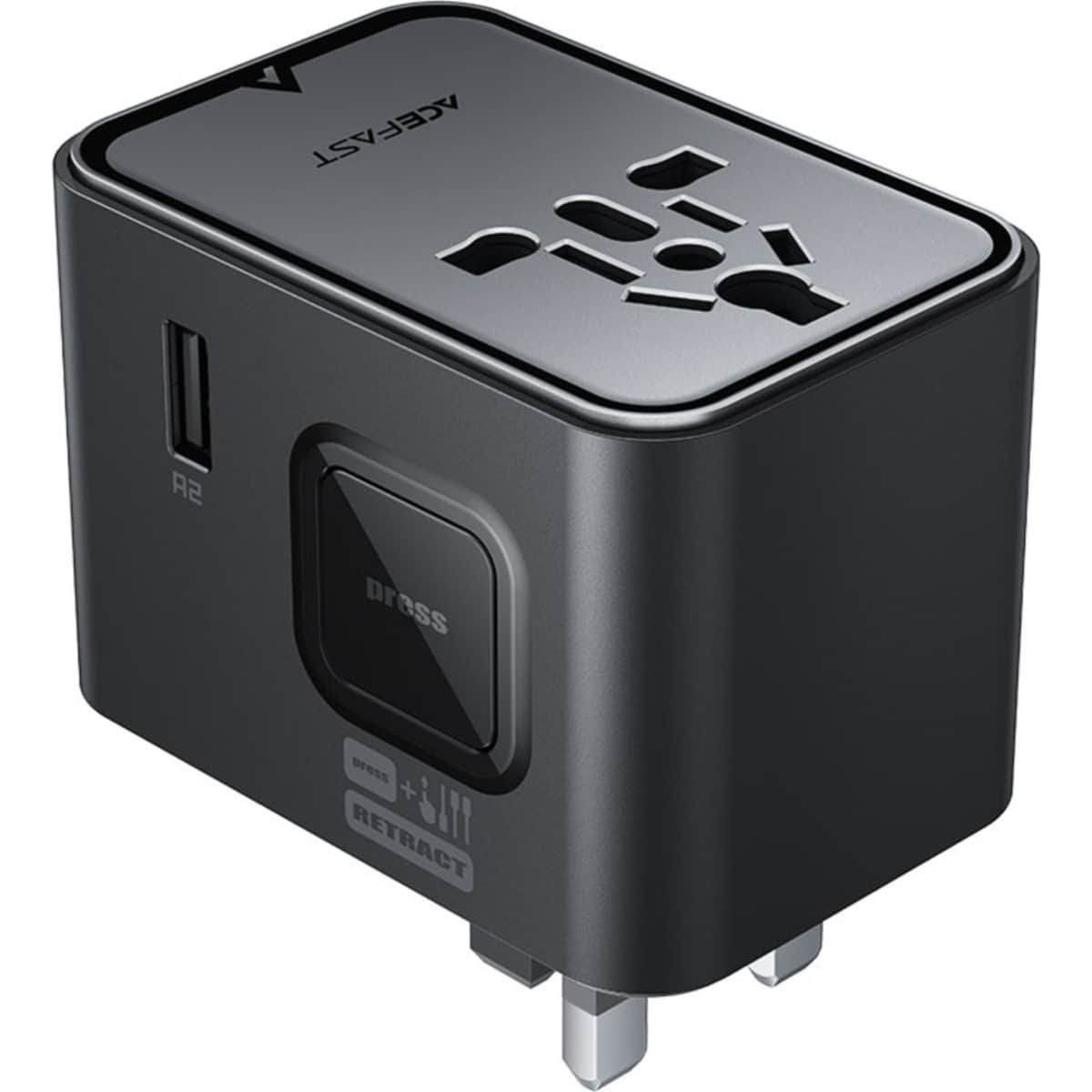 Acefast Black Z8 45W 5-Port 3C2A GaN Universal Adapter
