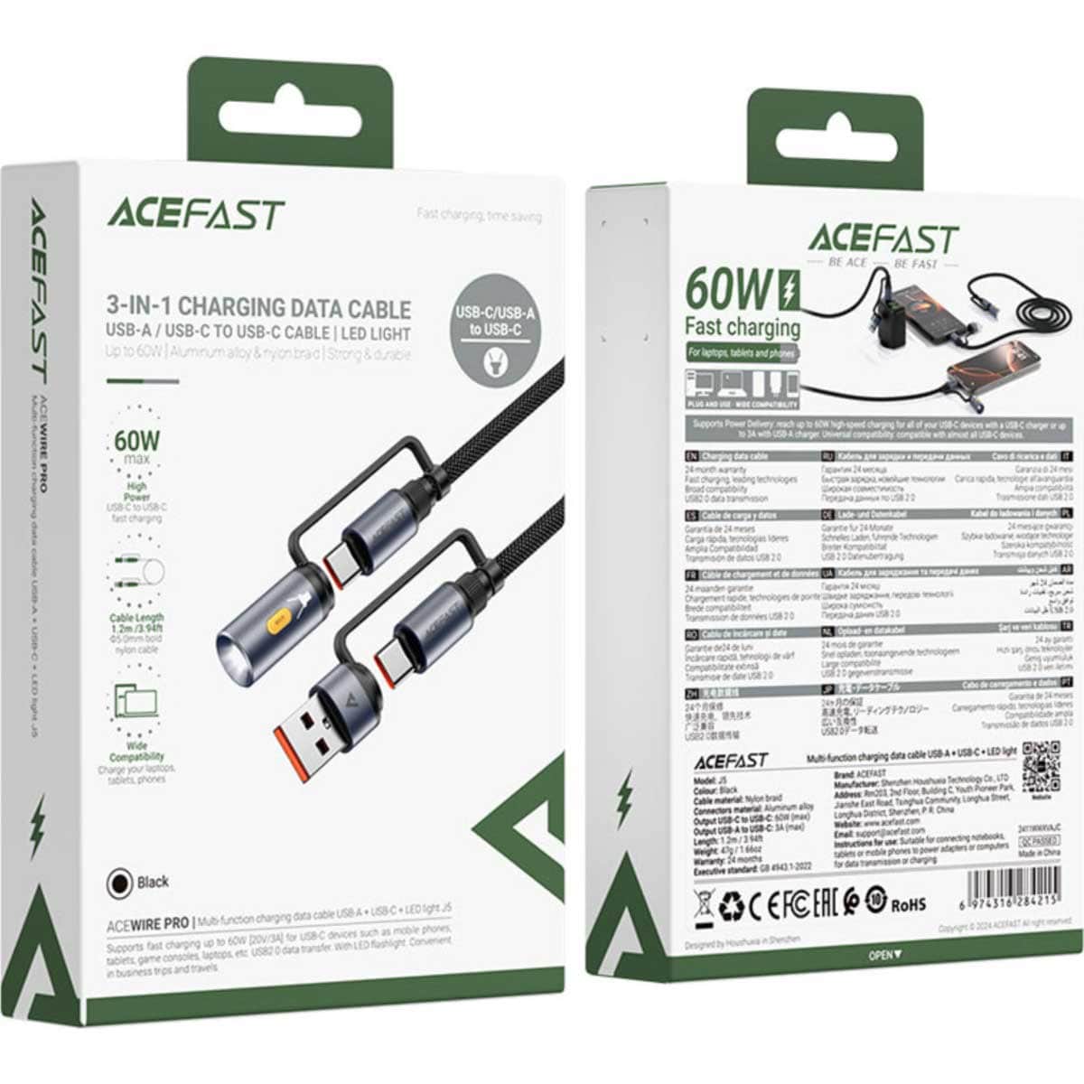 Acefast J5 Multi-Function USB-A & USB-C Cable