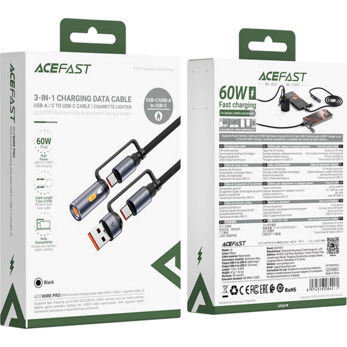 Acefast J6 Multi-Function USB-A & USB-C Cable