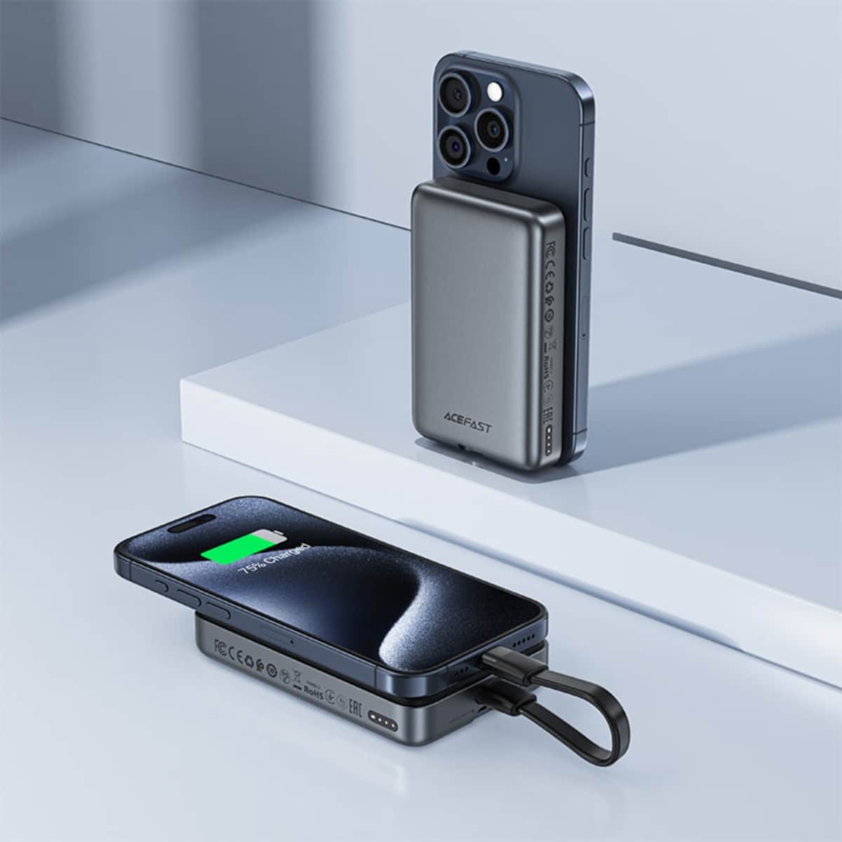 ايسفاست M10 باور بانك لاسلكي مغناطيسي بسعة 10000mAh وقدرة 30W مع كابل قابل للسحب