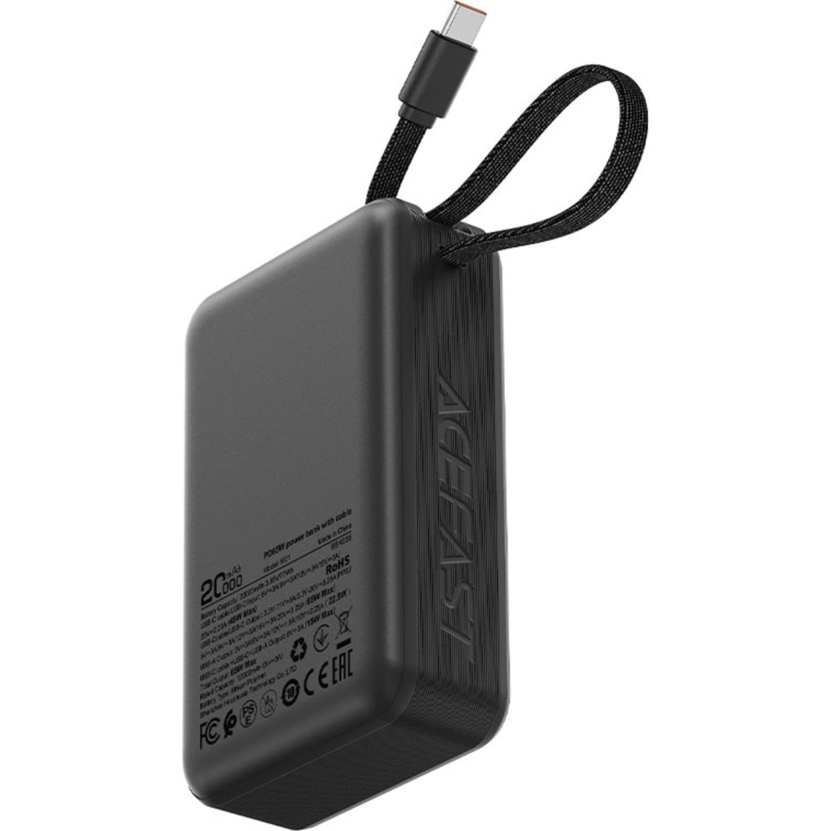ايسفاست M21 باور بانك بسعة 20000mAh وقدرة 65W مع كابل قابل للسحب