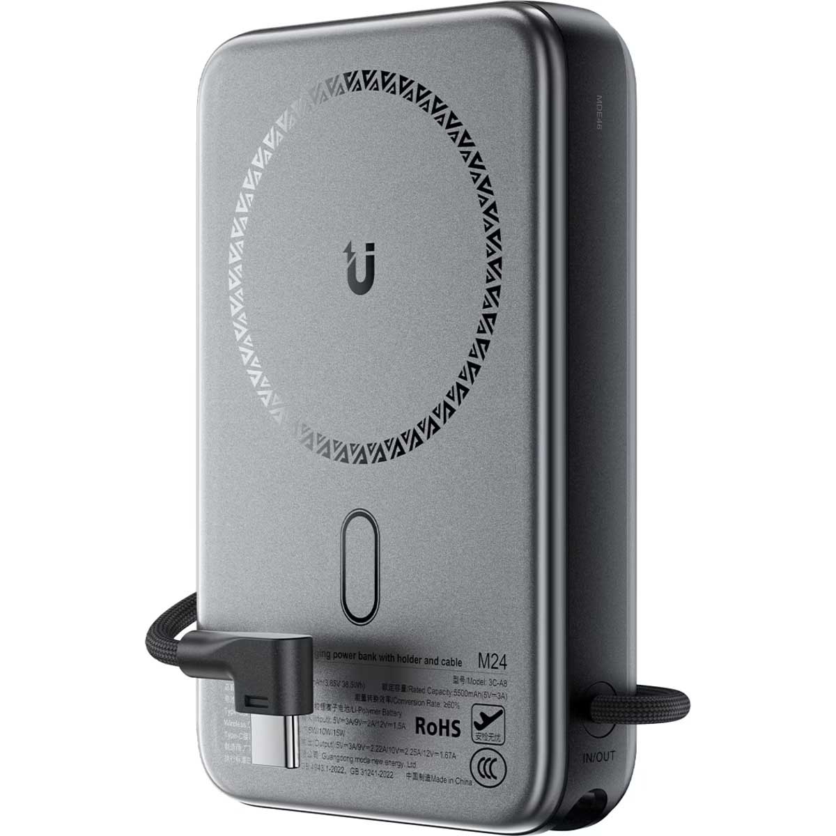 ايسفاست M24 باور بانك مغناطيسي بسعة 10000mAh وقدرة 22.5W مع كابل قابل للسحب