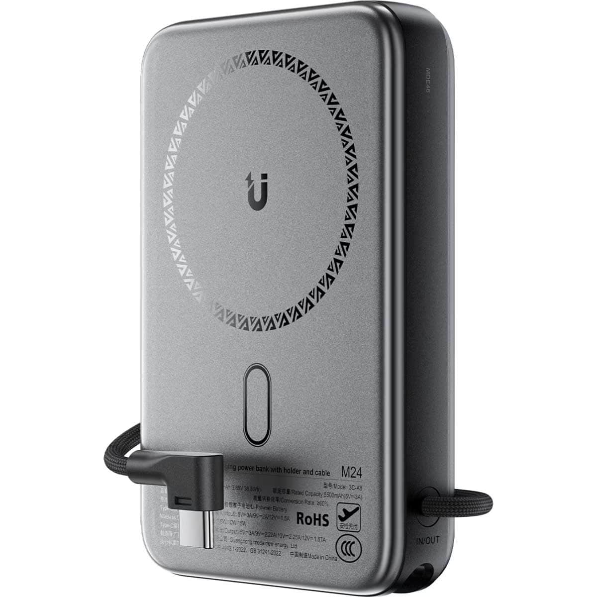 Acefast M24 10000mAh 22.5W Magnetic Power Bank with Retractable Cable