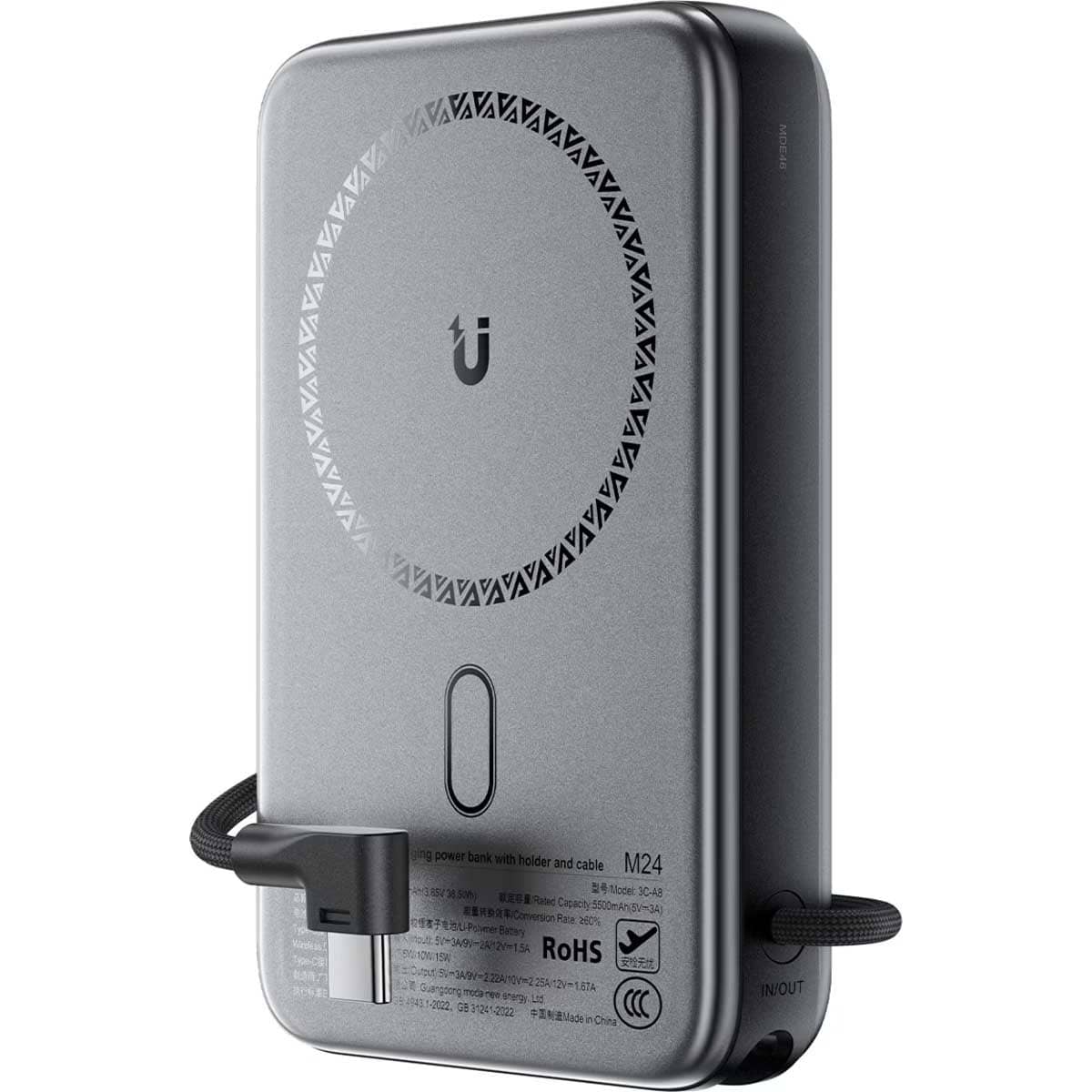 ايسفاست M24 باور بانك مغناطيسي بسعة 10000mAh وقدرة 22.5W مع كابل قابل للسحب