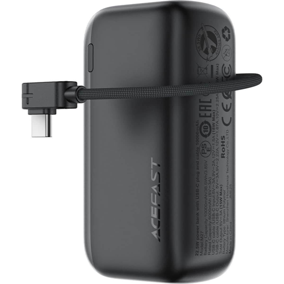 Acefast M27 10000mAh 22.5W Power Bank with Retractable Cable