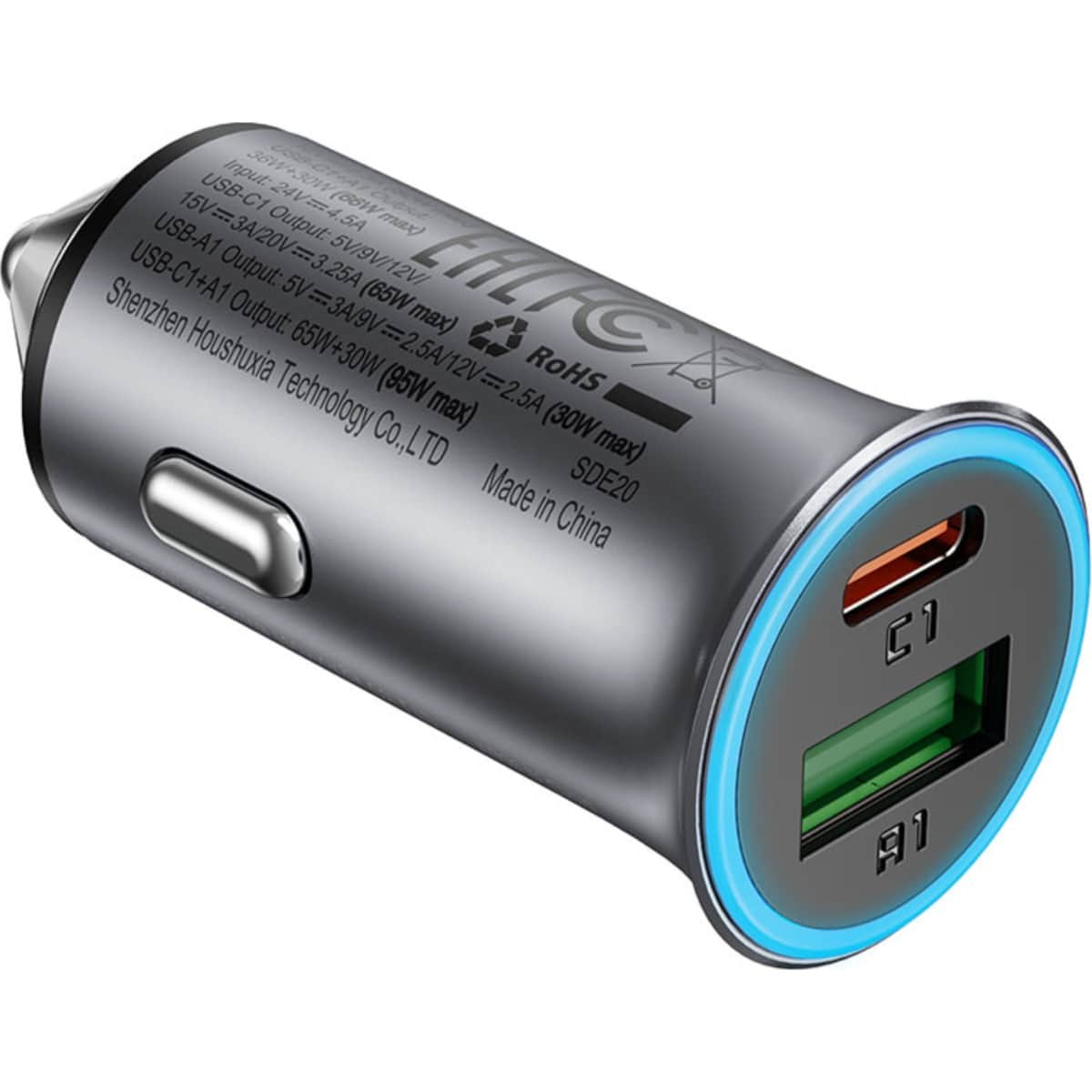 Acefast Metal Grey B16 95W Dual Port Car Charger